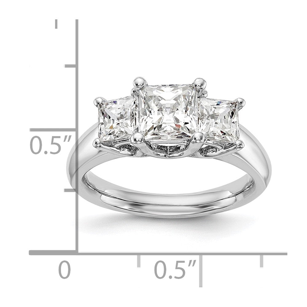 0.16ct. CZ Solid Real 14K White Gold 3-Stone Engagement Ring