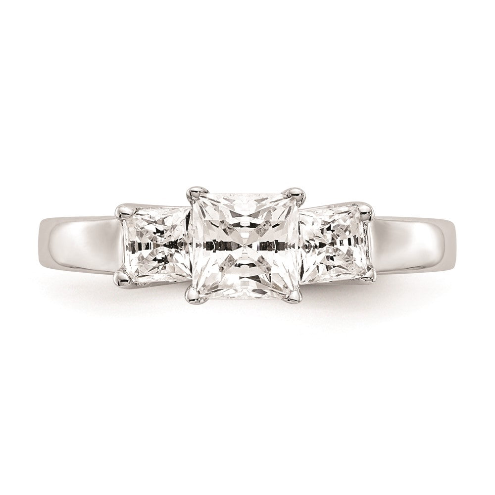 0.50ct. CZ Solid Real 14K White Gold 3-Stone Engagement Ring