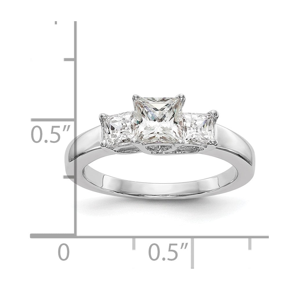 0.50ct. CZ Solid Real 14K White Gold 3-Stone Engagement Ring