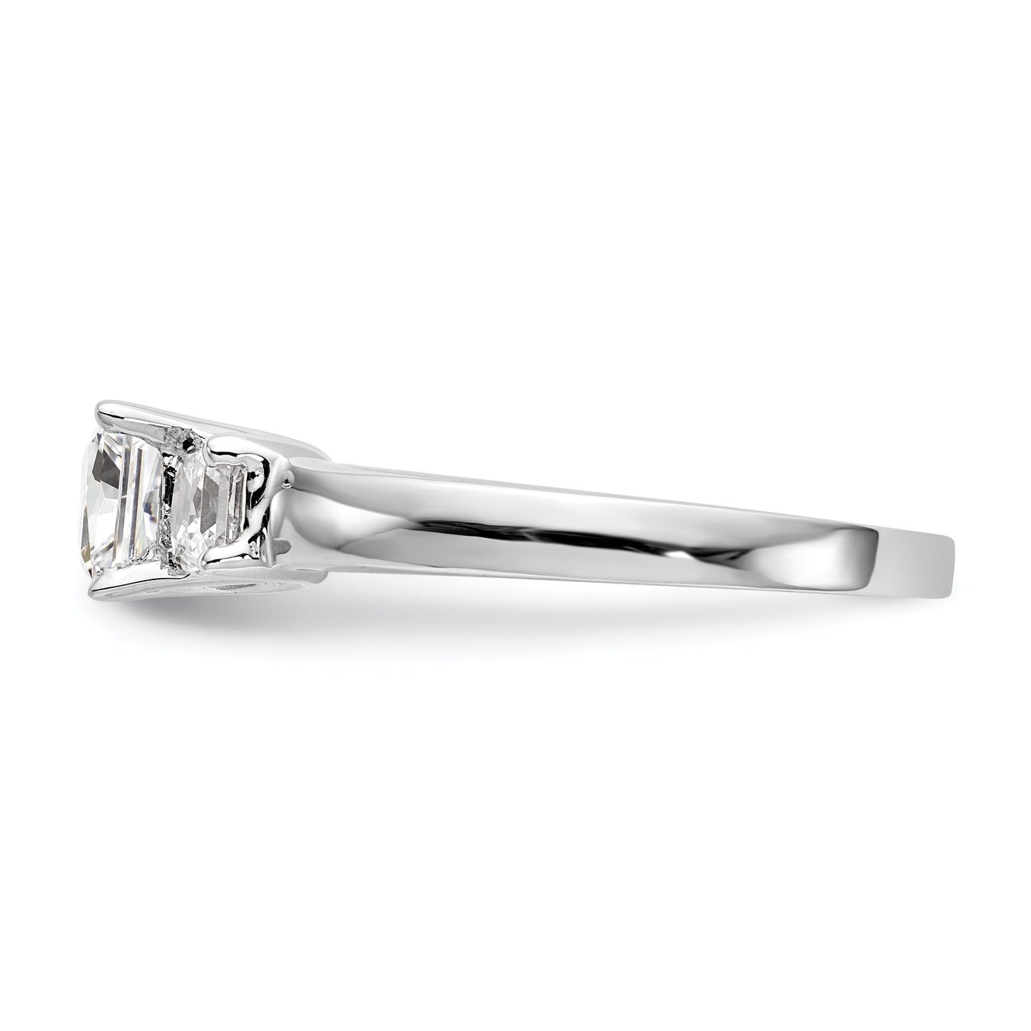 0.50ct. CZ Solid Real 14K White Gold 3-Stone Engagement Ring