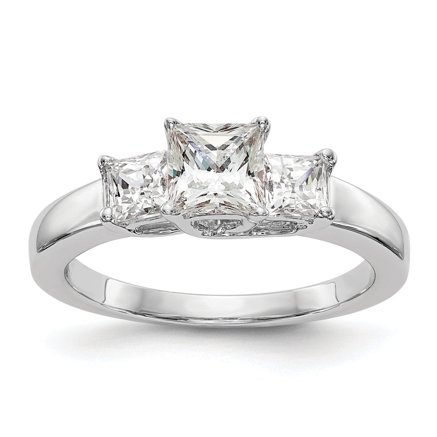 0.50ct. CZ Solid Real 14K White Gold 3-Stone Engagement Ring