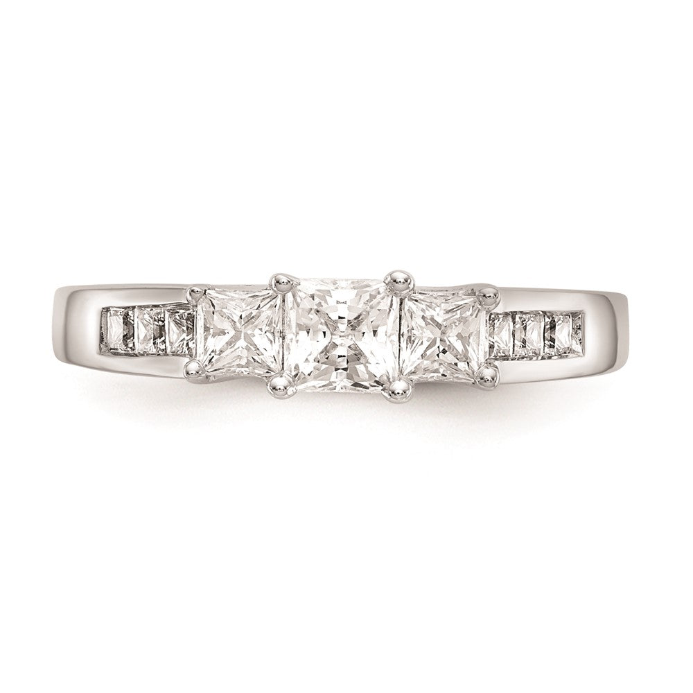 0.33ct. CZ Solid Real 14K White Gold 3-Stone Engagement Ring