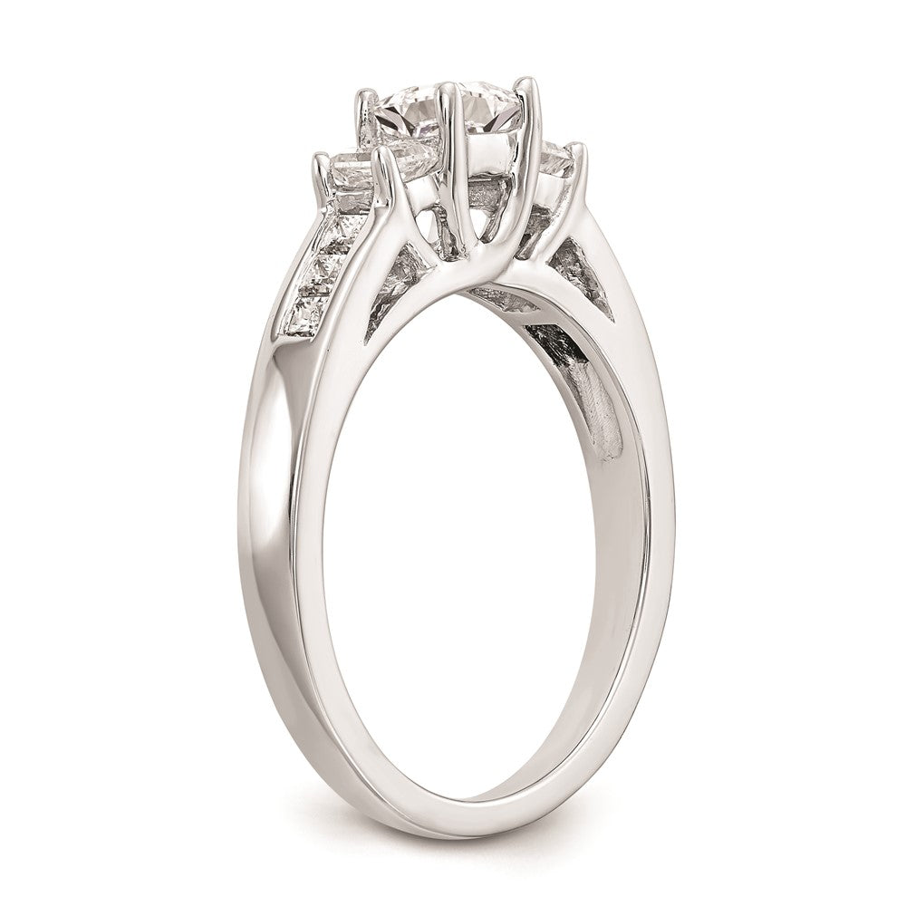 0.33ct. CZ Solid Real 14K White Gold 3-Stone Engagement Ring