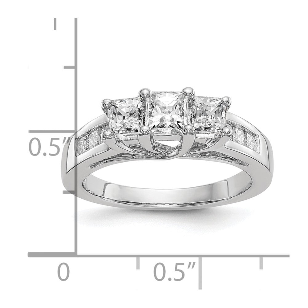 0.33ct. CZ Solid Real 14K White Gold 3-Stone Engagement Ring