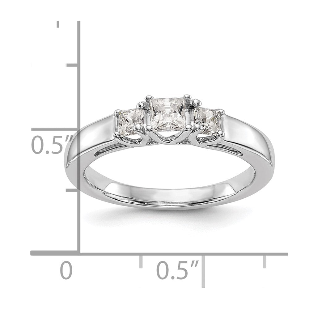 0.20ct. CZ Solid Real 14K White Gold 3-Stone Engagement Ring