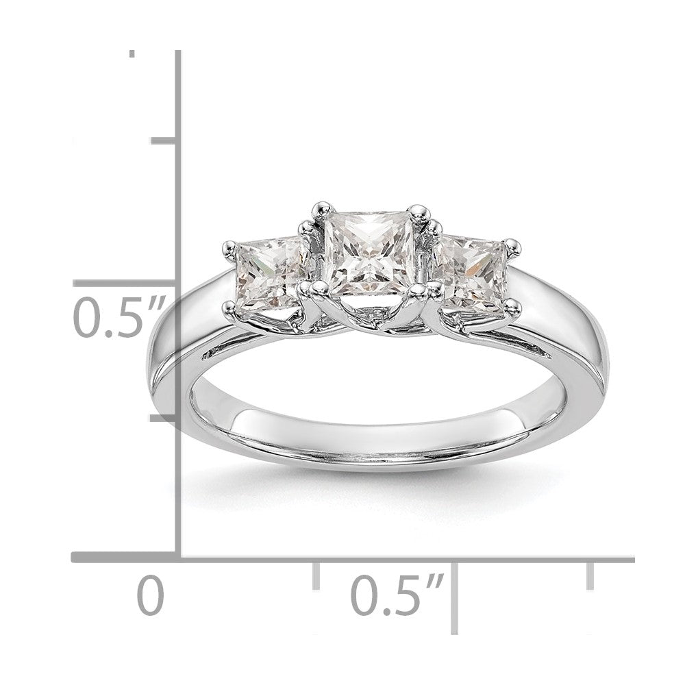 0.40ct. CZ Solid Real 14K White Gold 3-Stone Engagement Ring