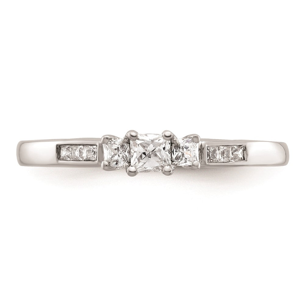 0.16ct. CZ Solid Real 14K White Gold 3-Stone Engagement Ring