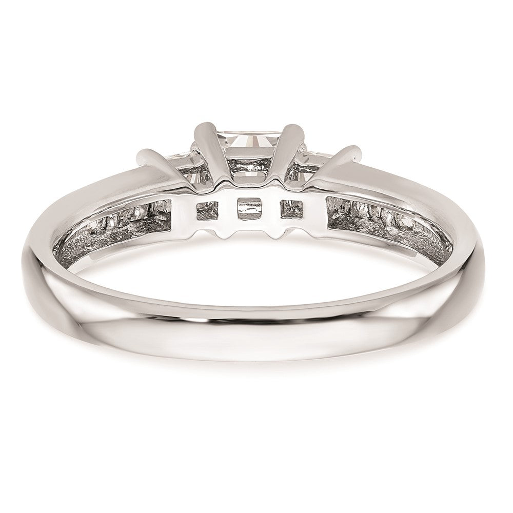 0.33ct. CZ Solid Real 14K White Gold 3-Stone Engagement Ring