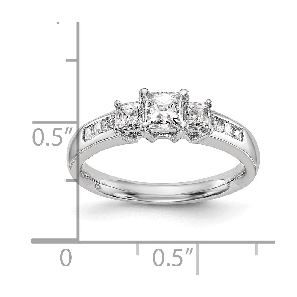 0.33ct. CZ Solid Real 14K White Gold 3-Stone Engagement Ring