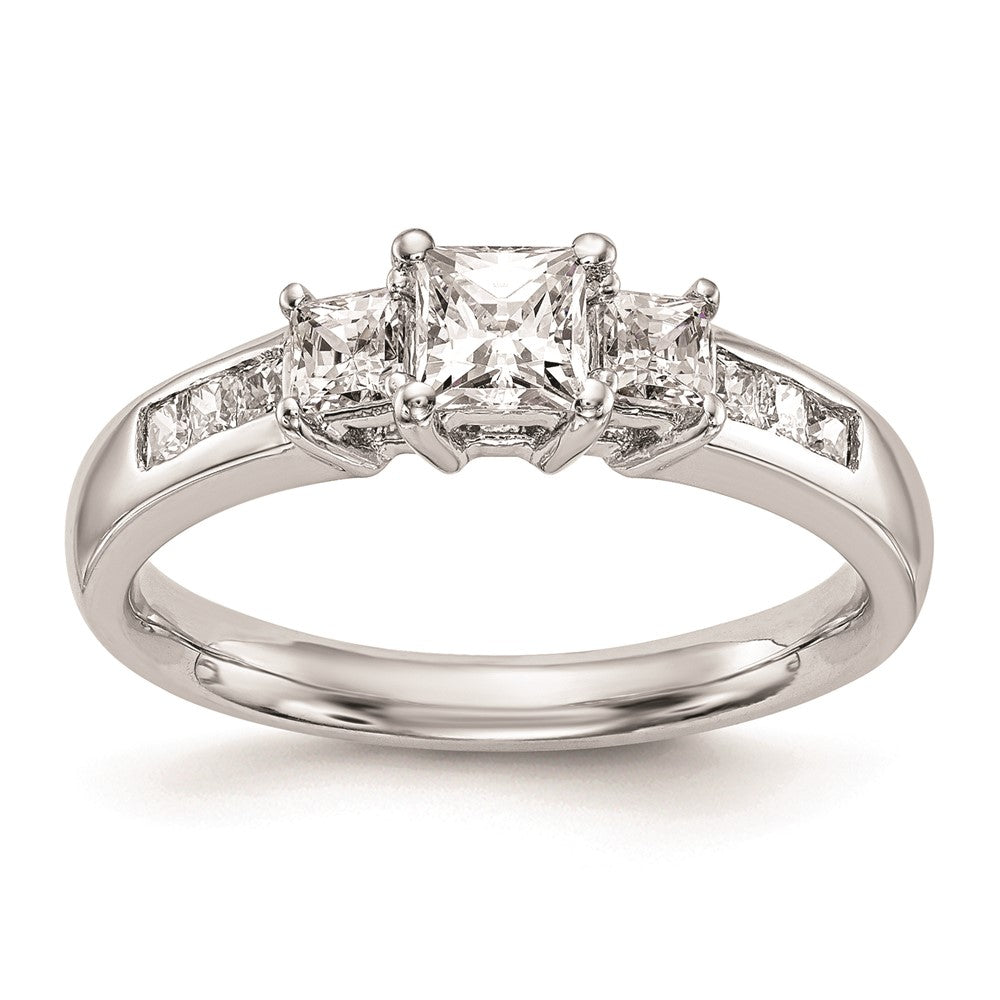 0.33ct. CZ Solid Real 14K White Gold 3-Stone Engagement Ring