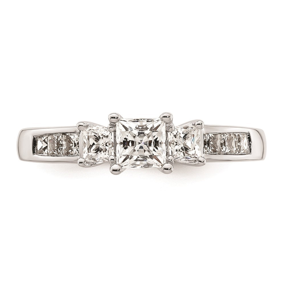 0.50ct. CZ Solid Real 14K White Gold 3-Stone Engagement Ring