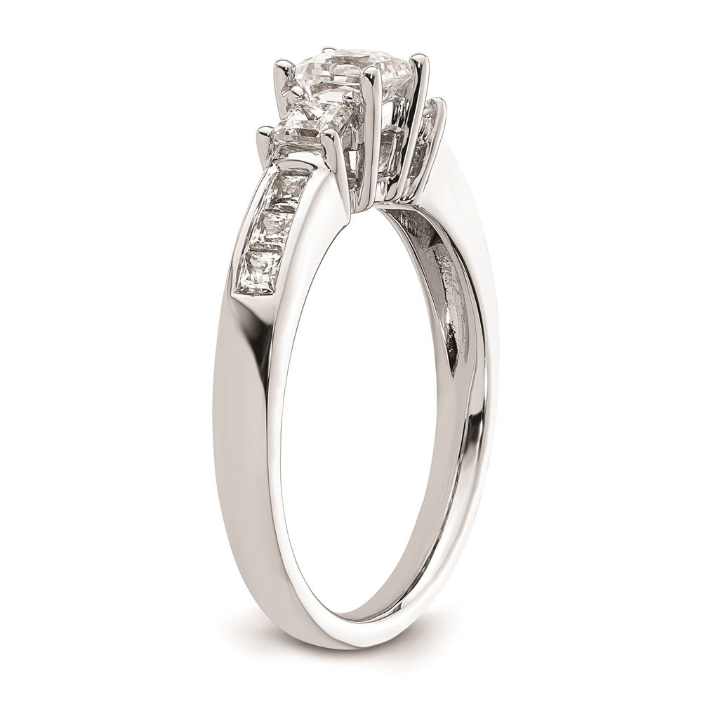 0.50ct. CZ Solid Real 14K White Gold 3-Stone Engagement Ring