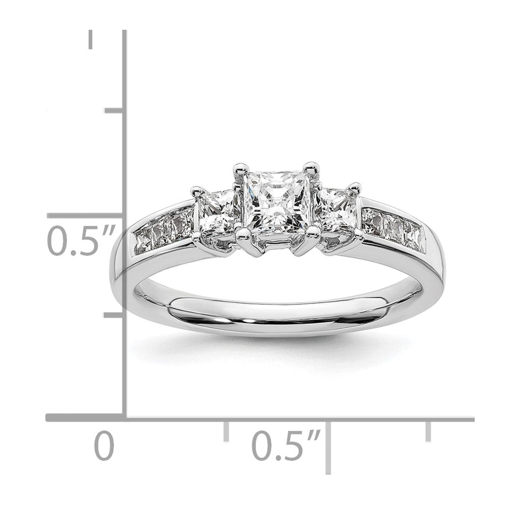 0.50ct. CZ Solid Real 14K White Gold 3-Stone Engagement Ring