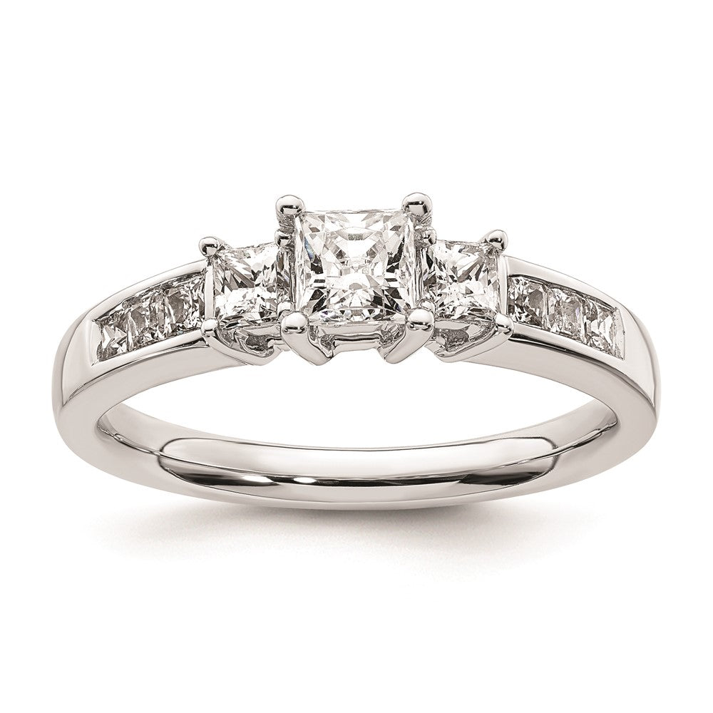 0.50ct. CZ Solid Real 14K White Gold 3-Stone Engagement Ring