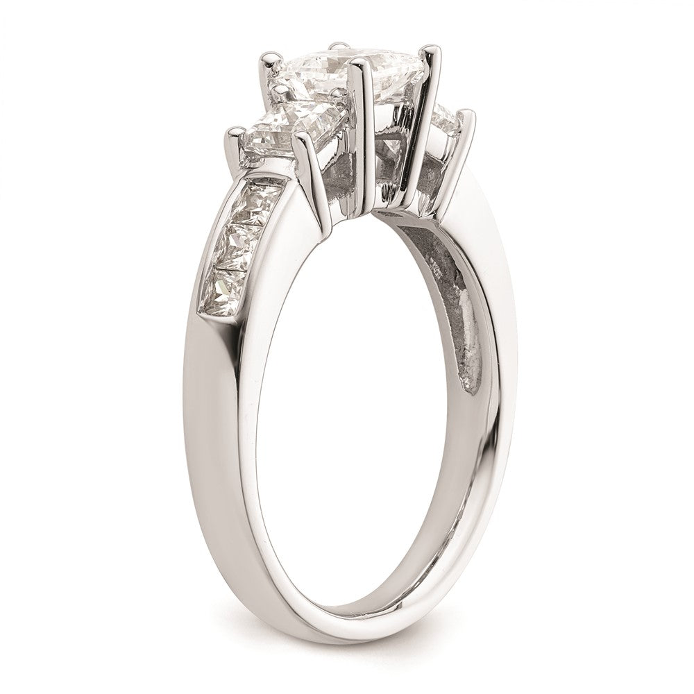 0.63ct. CZ Solid Real 14K White Gold 3-Stone Engagement Ring