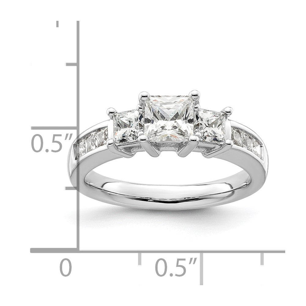 0.63ct. CZ Solid Real 14K White Gold 3-Stone Engagement Ring