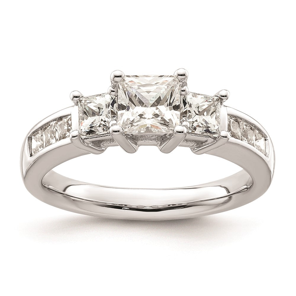 0.63ct. CZ Solid Real 14K White Gold 3-Stone Engagement Ring