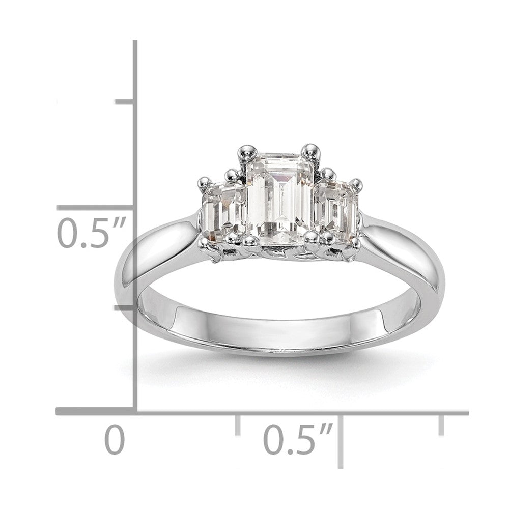 0.50ct. CZ Solid Real 14K White Gold 3-Stone Engagement Ring