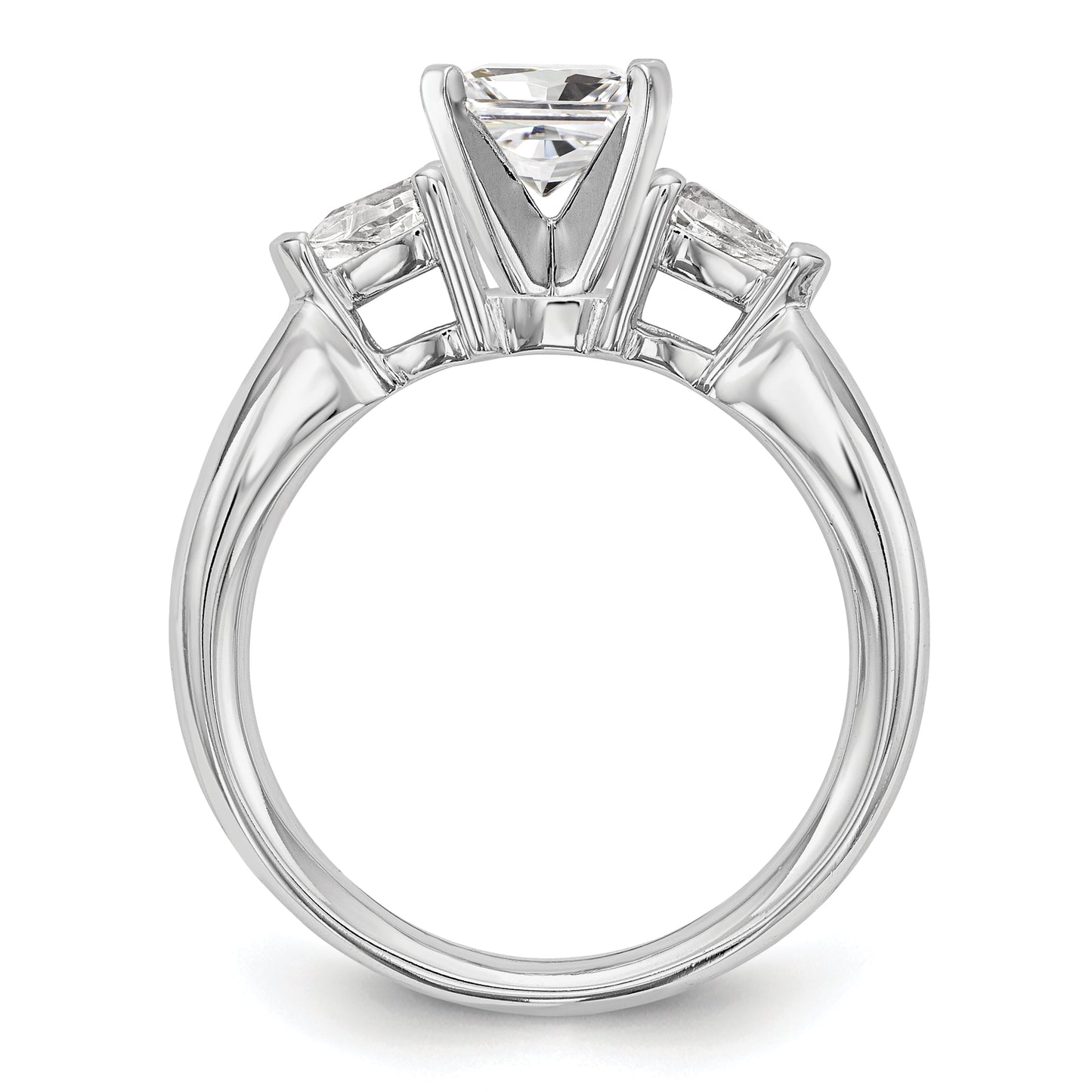 0.30ct. CZ Solid Real 14K White Gold 3-Stone Peg Set Engagement Ring