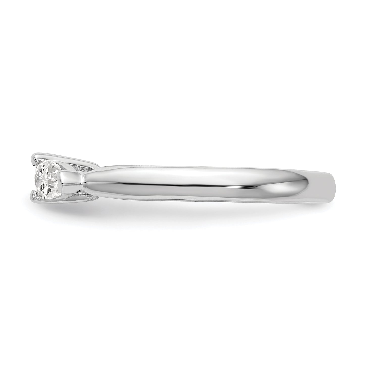 0.30ct. CZ Solid Real 14K White Gold 3-Stone Peg Set Engagement Ring