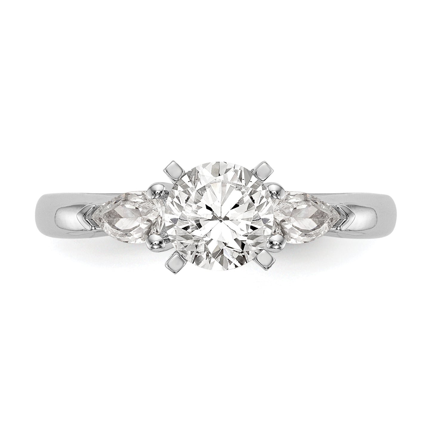 0.30ct. CZ Solid Real 14K White Gold 3-Stone Peg Set Engagement Ring