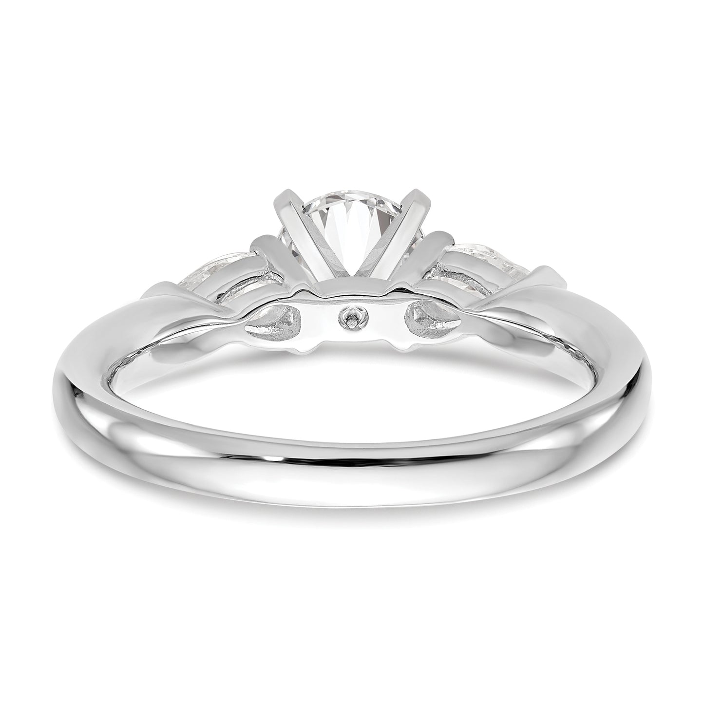 0.66ct. CZ Solid Real 14K White Gold 3-Stone Peg Set Engagement Ring