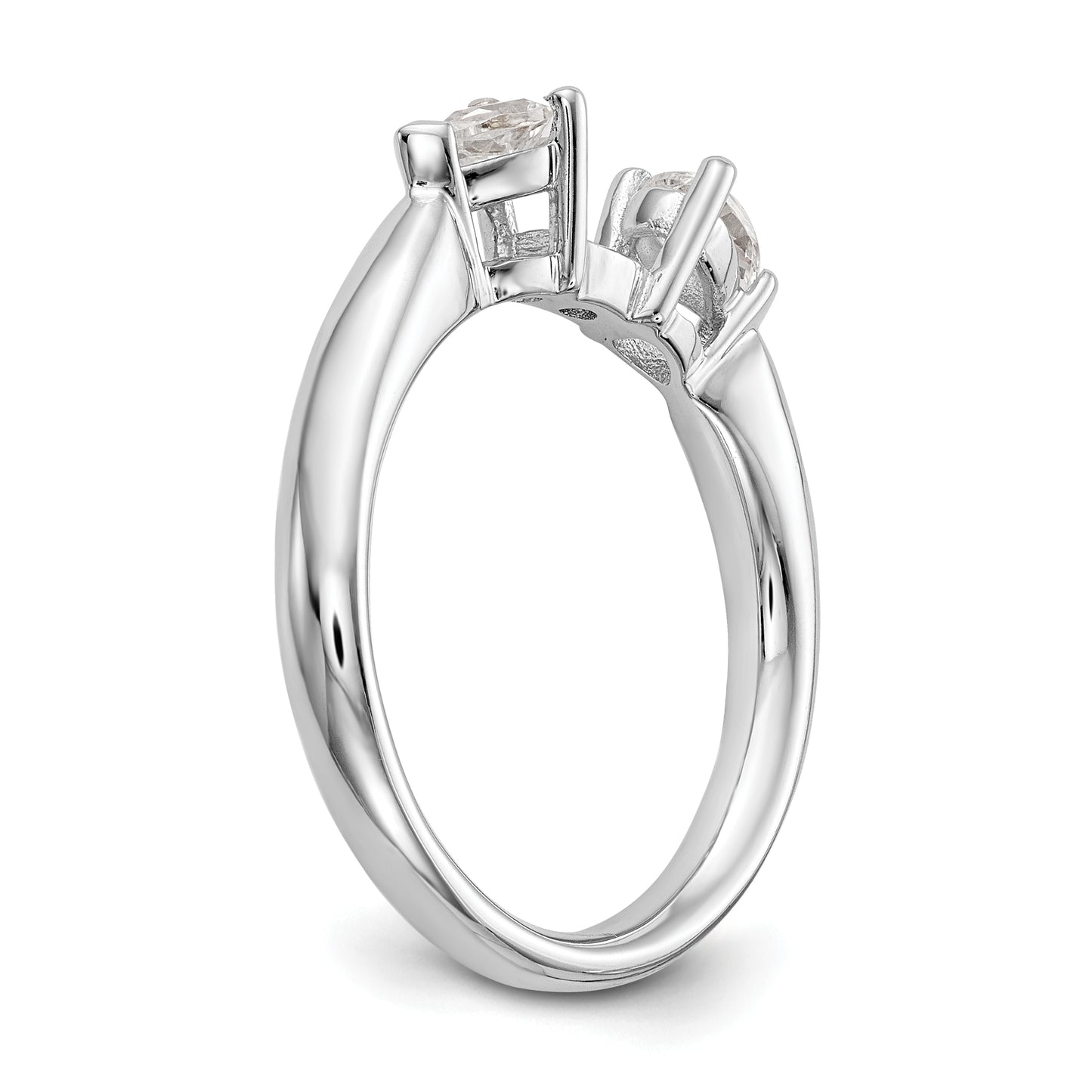 0.50ct. CZ Solid Real 14K White Gold 3-Stone Peg Set Engagement Ring