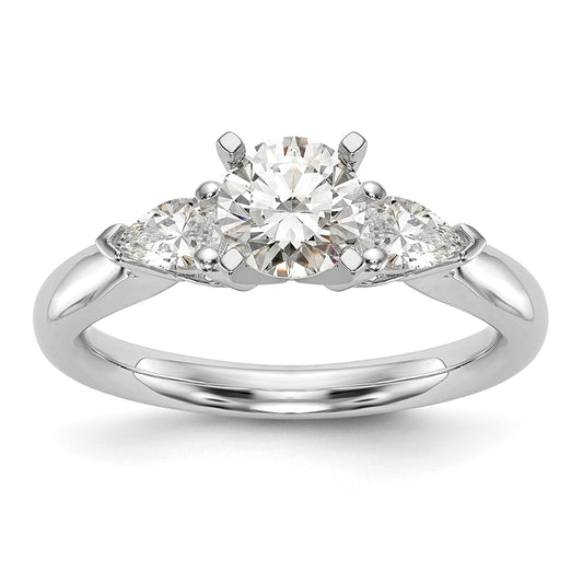 0.66ct. CZ Solid Real 14K White Gold 3-Stone Peg Set Engagement Ring