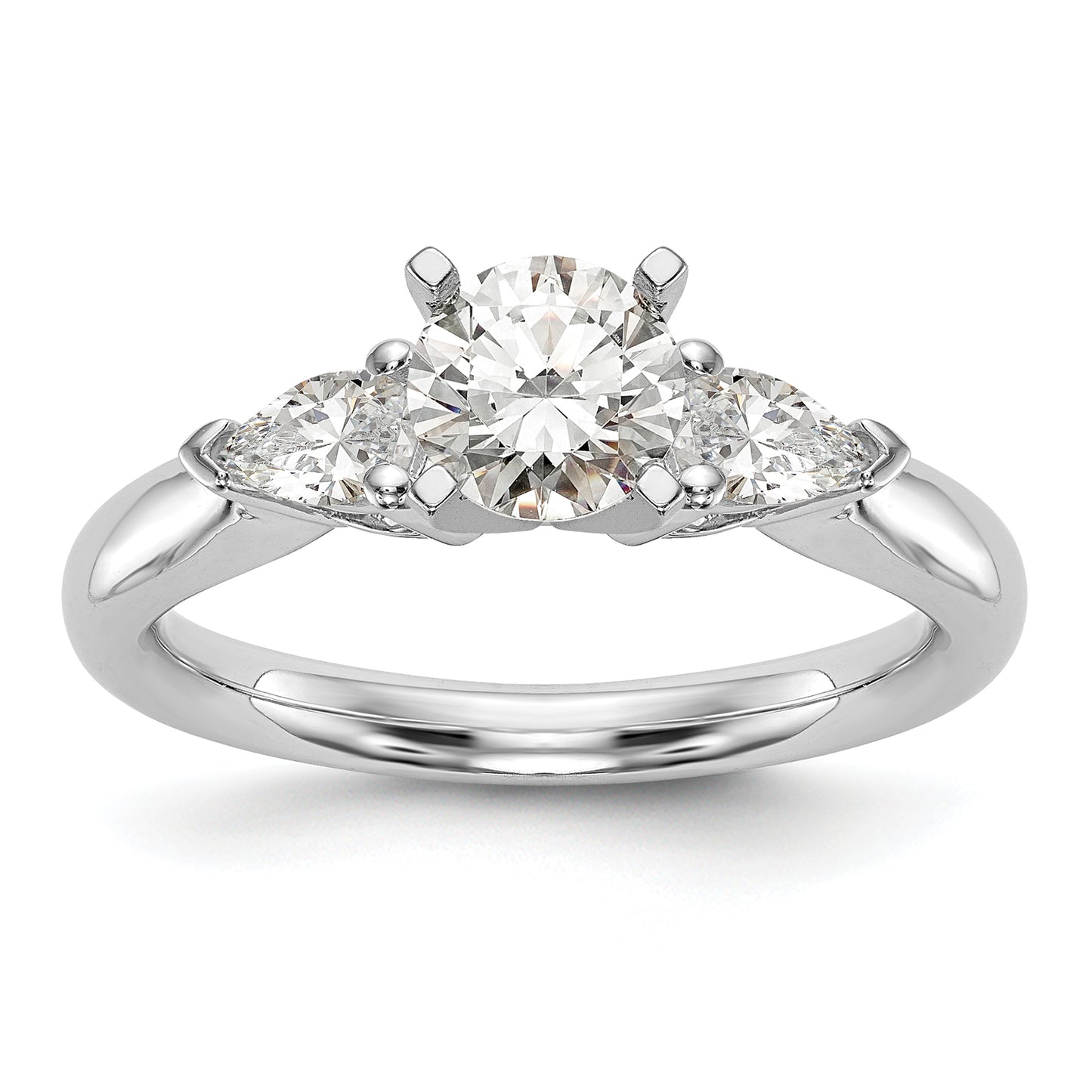 0.30ct. CZ Solid Real 14K White Gold 3-Stone Peg Set Engagement Ring