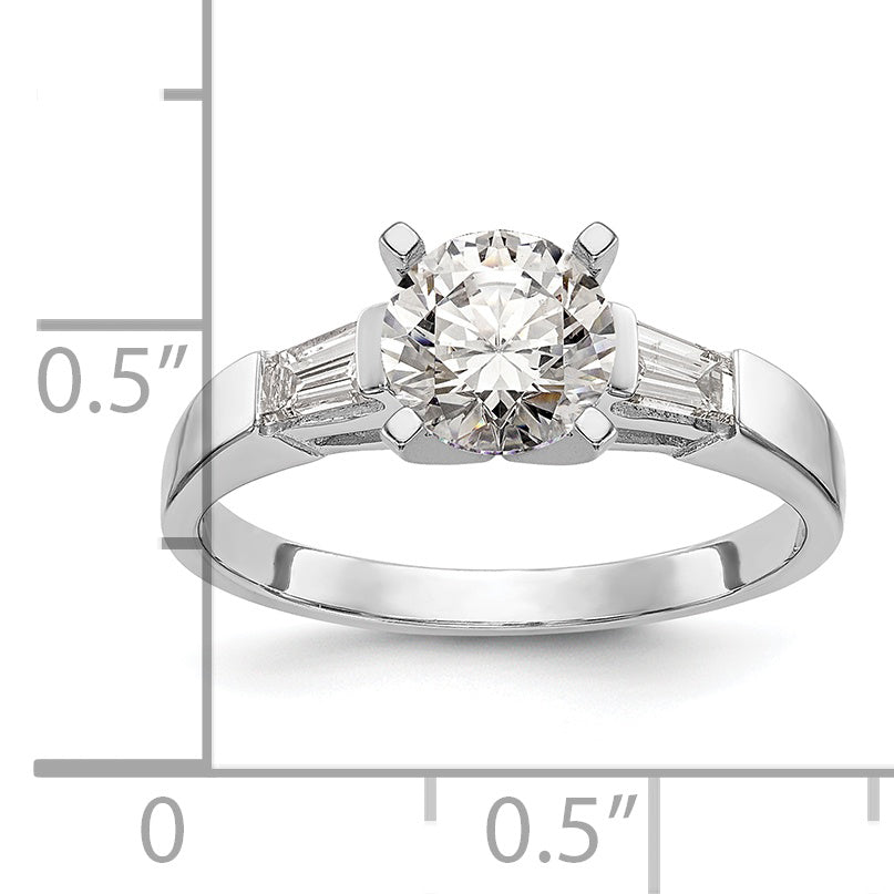 0.27ct. CZ Solid Real 14K White Gold 3-Stone Peg Set Engagement Ring