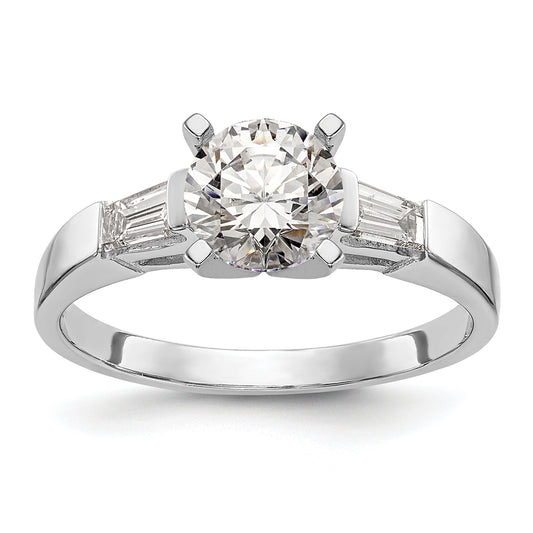 0.27ct. CZ Solid Real 14K White Gold 3-Stone Peg Set Engagement Ring