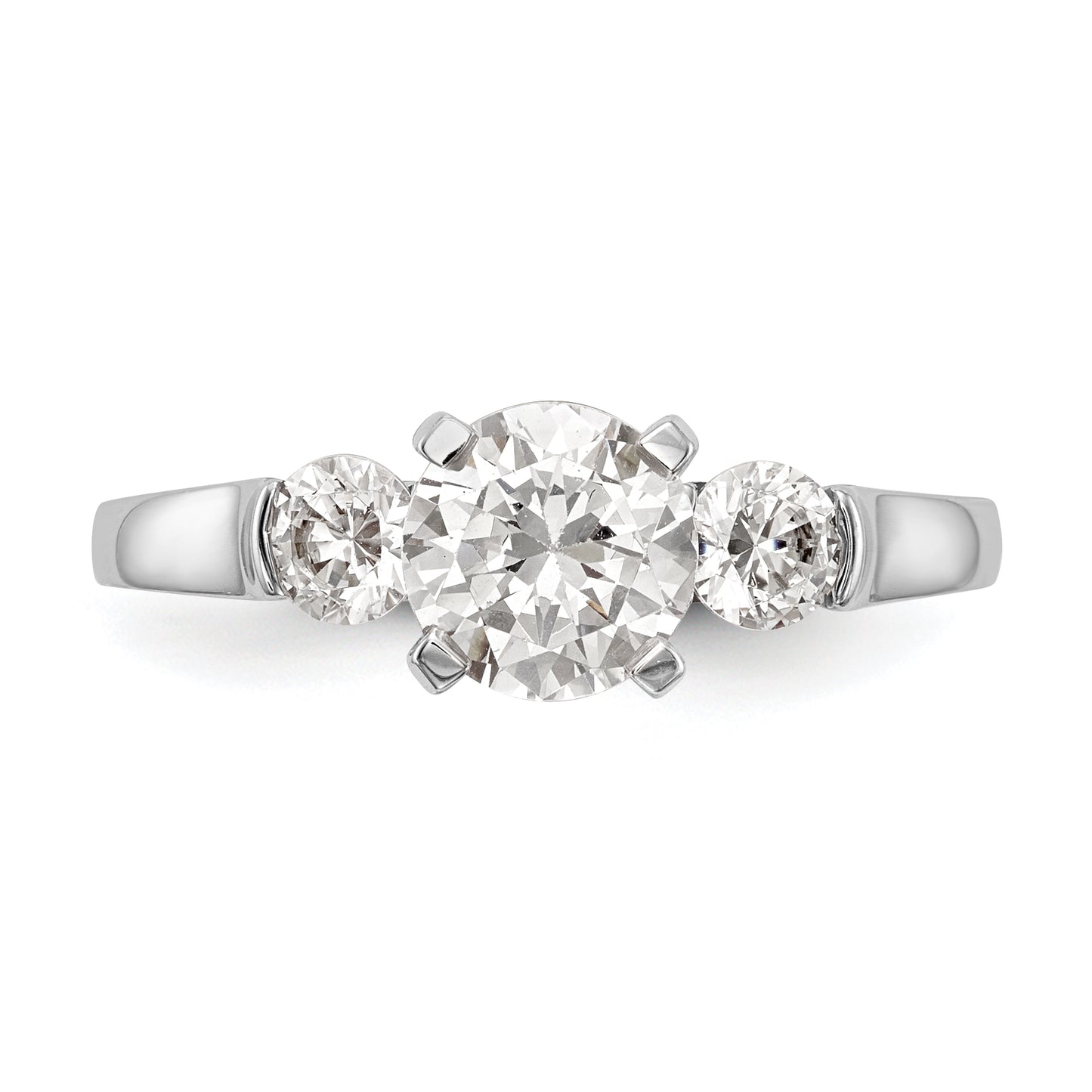 0.40ct. CZ Solid Real 14K White Gold 3-Stone Peg Set Engagement Ring