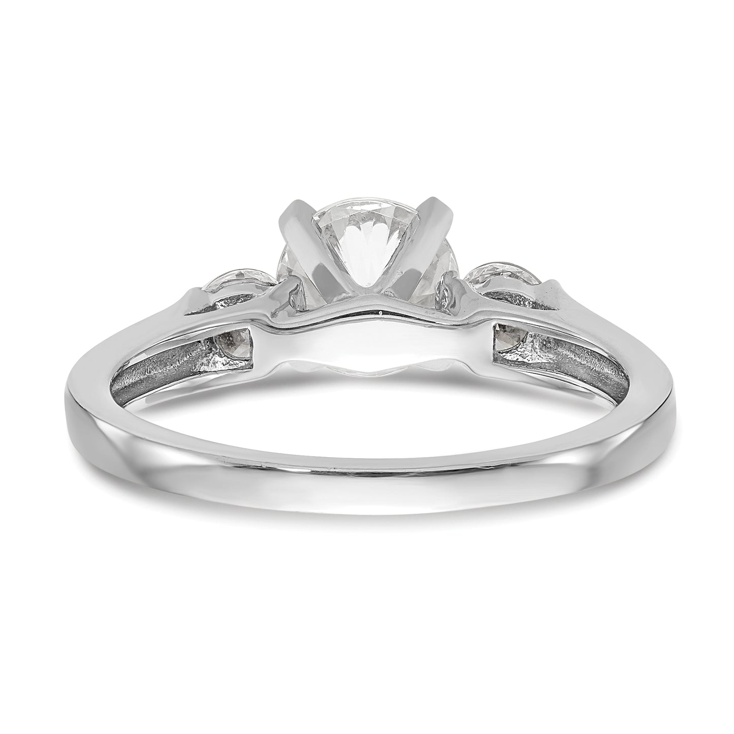 0.40ct. CZ Solid Real 14K White Gold 3-Stone Peg Set Engagement Ring