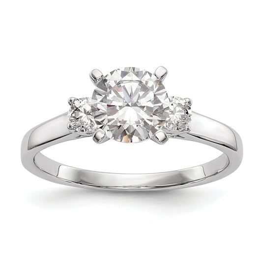 0.20ct. CZ Solid Real 14K White Gold 3-Stone Peg Set Engagement Ring