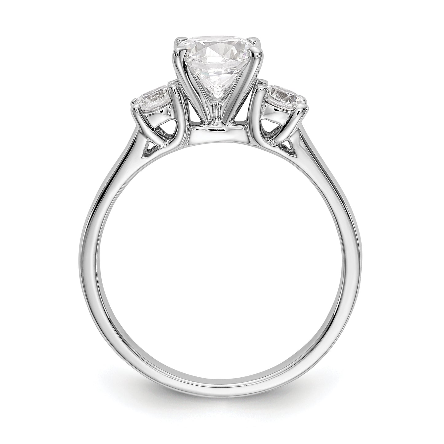 0.33ct. CZ Solid Real 14K White Gold 3-Stone Peg Set Engagement Ring