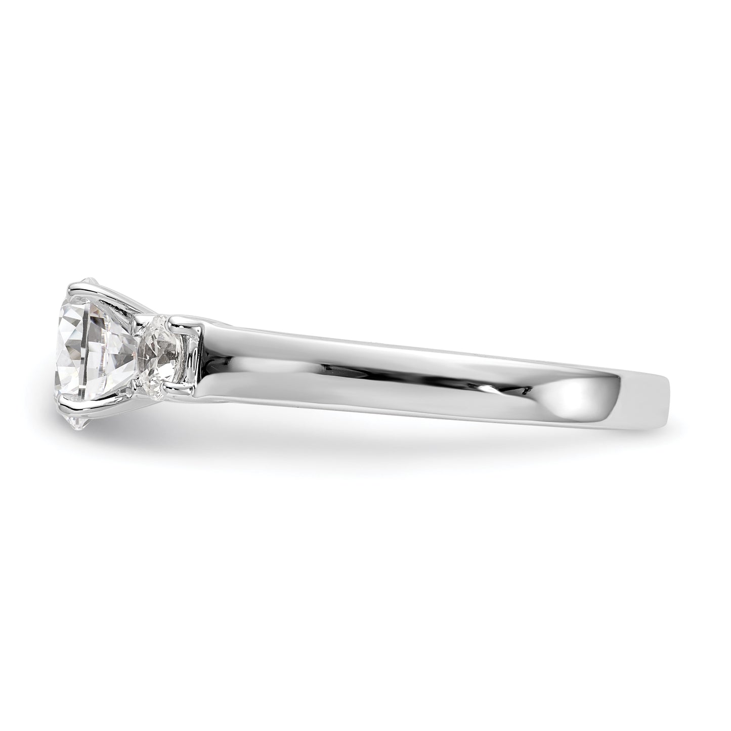 0.33ct. CZ Solid Real 14K White Gold 3-Stone Peg Set Engagement Ring