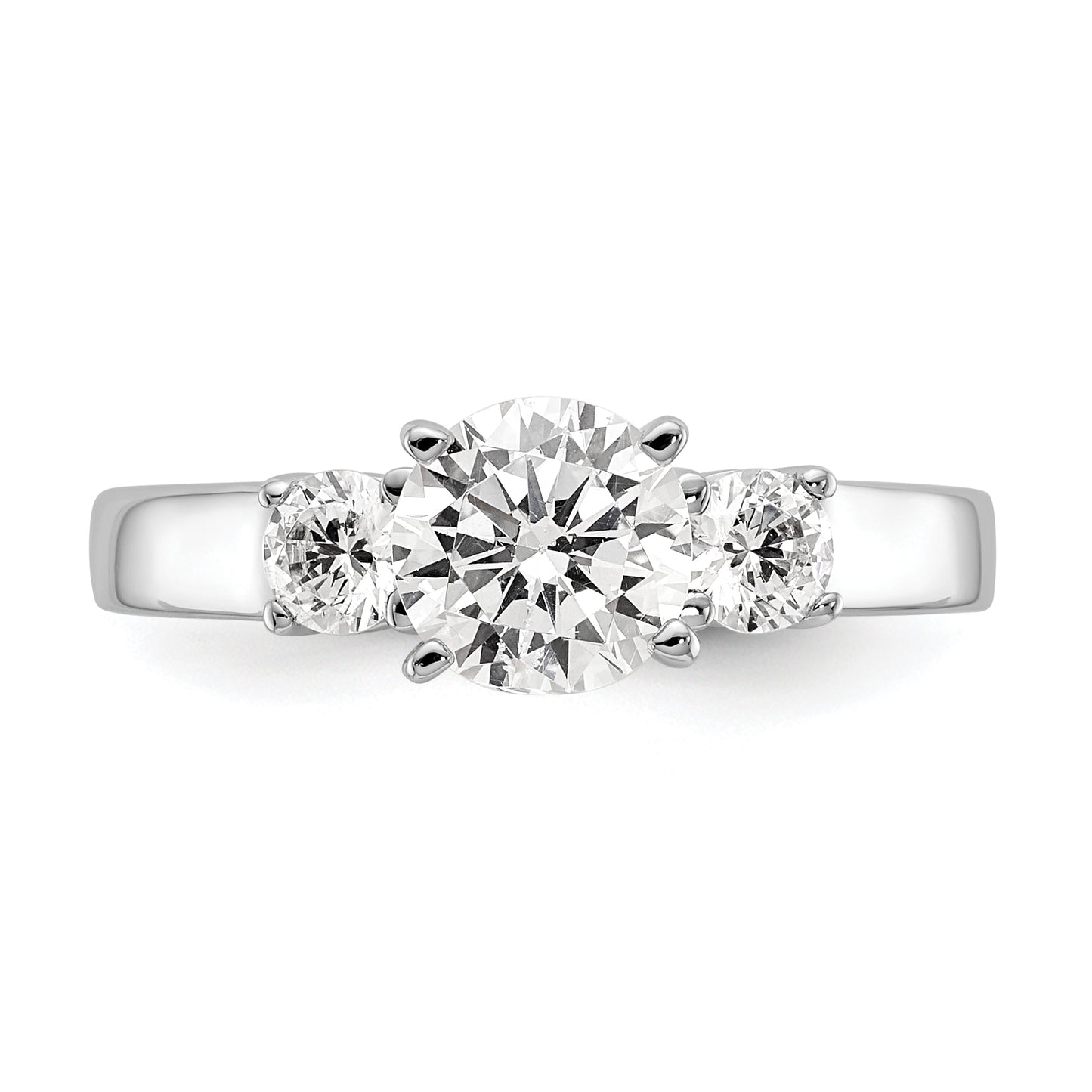 0.33ct. CZ Solid Real 14K White Gold 3-Stone Peg Set Engagement Ring