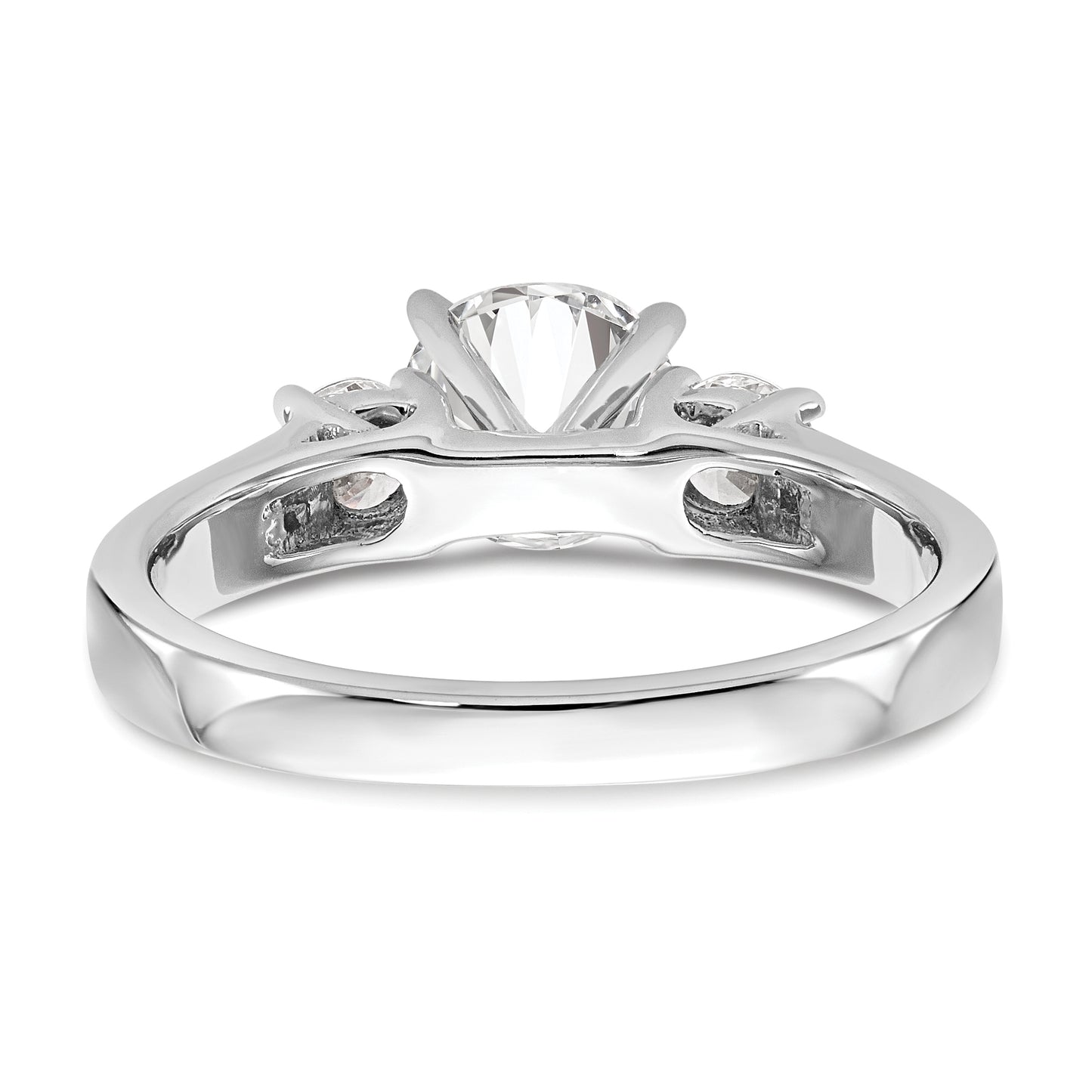 0.33ct. CZ Solid Real 14K White Gold 3-Stone Peg Set Engagement Ring