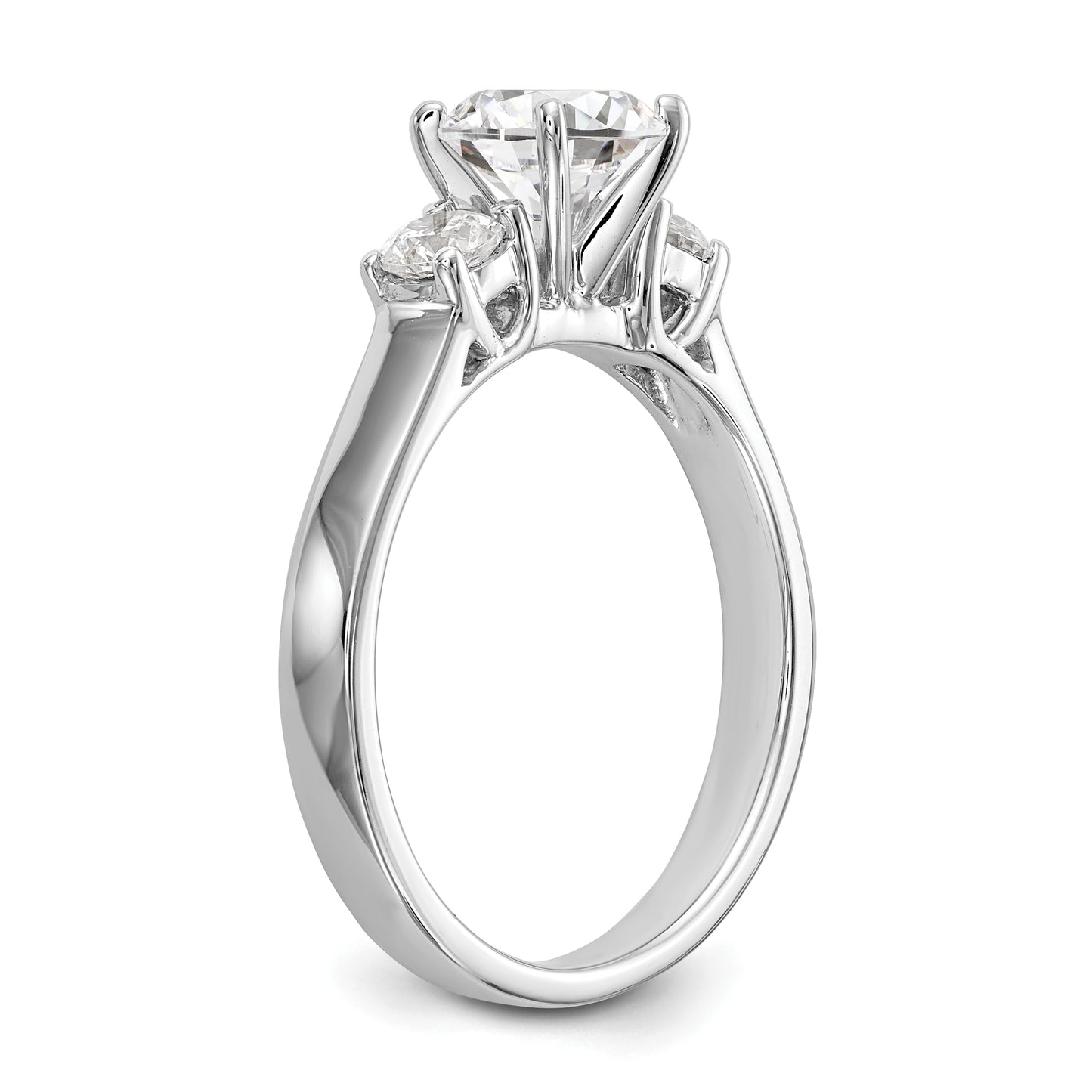 0.33ct. CZ Solid Real 14K White Gold 3-Stone Peg Set Engagement Ring