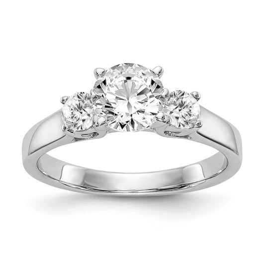 0.33ct. CZ Solid Real 14K White Gold 3-Stone Peg Set Engagement Ring