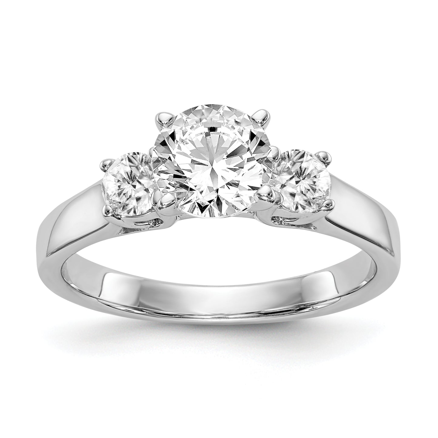 0.33ct. CZ Solid Real 14K White Gold 3-Stone Peg Set Engagement Ring