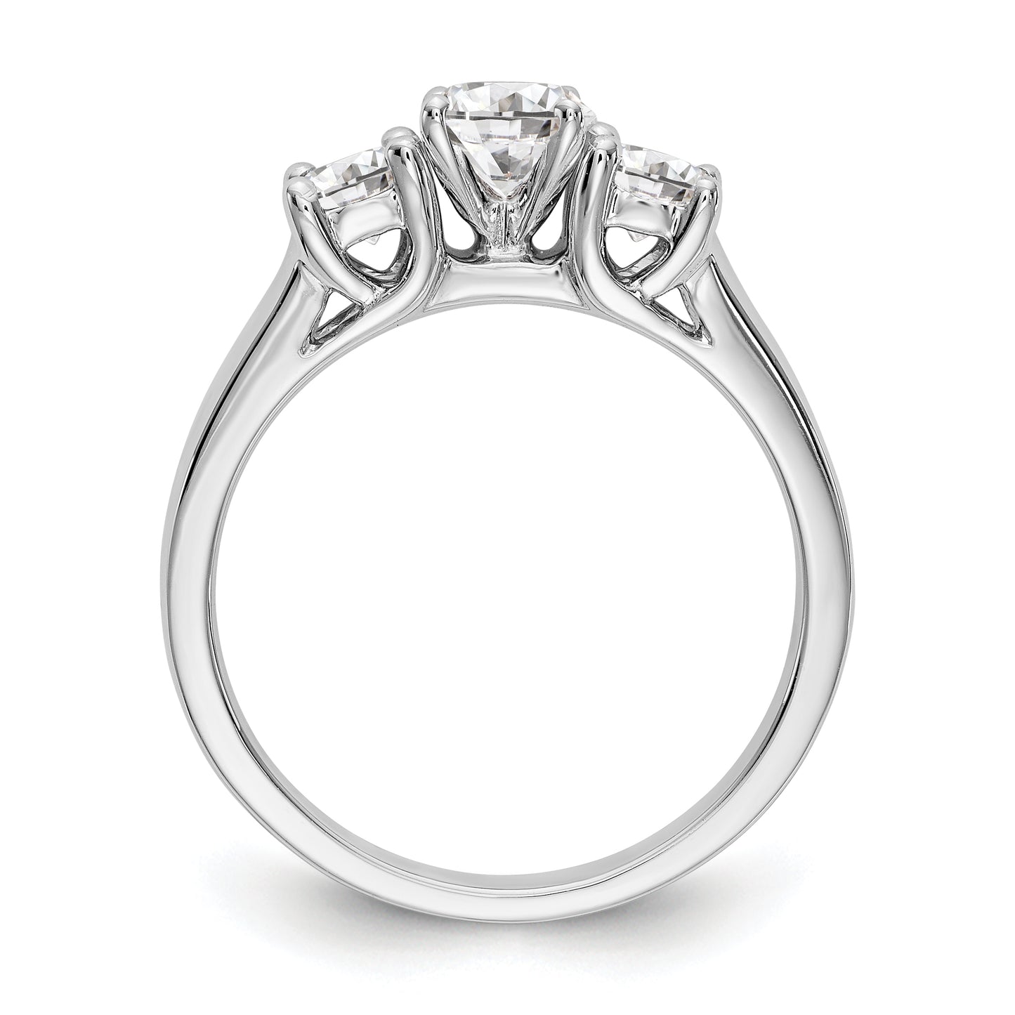 0.50ct. CZ Solid Real 14K White Gold 3-Stone Peg Set Engagement Ring