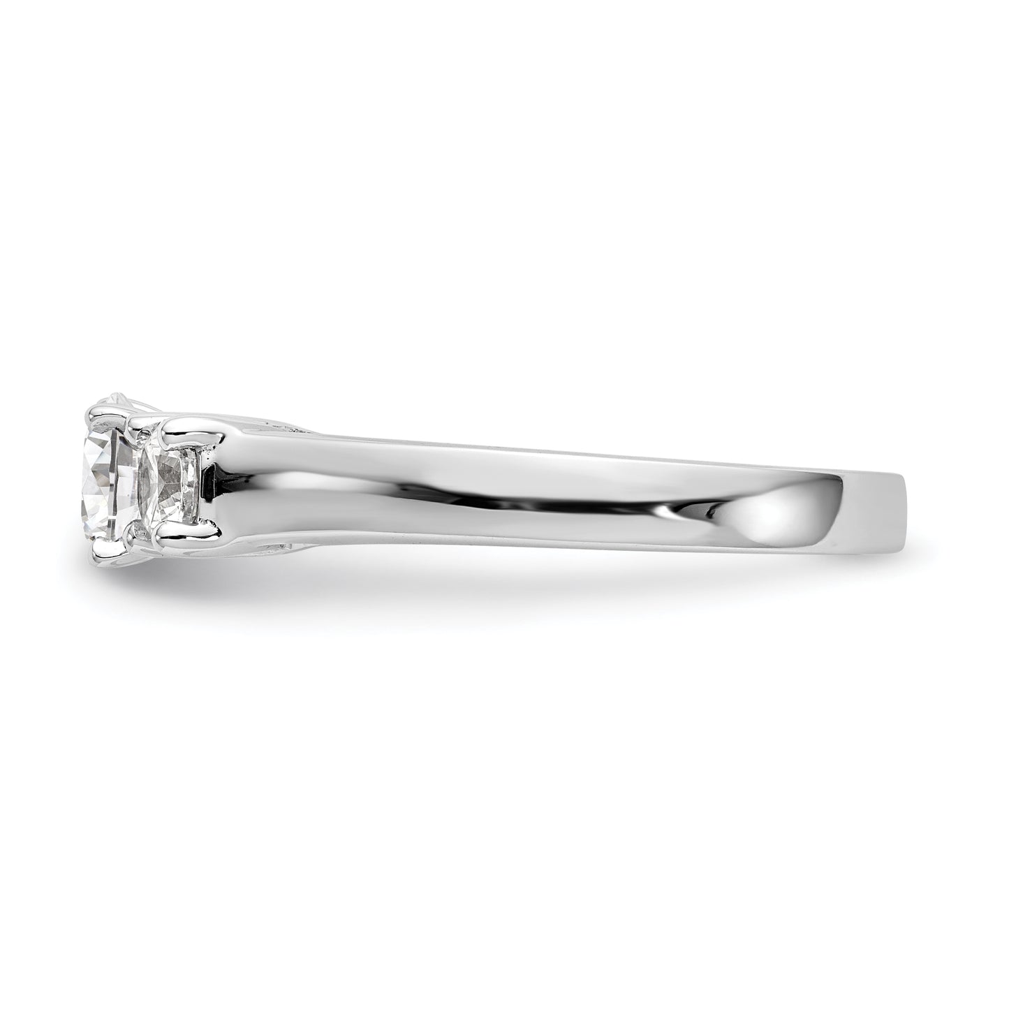 0.50ct. CZ Solid Real 14K White Gold 3-Stone Peg Set Engagement Ring