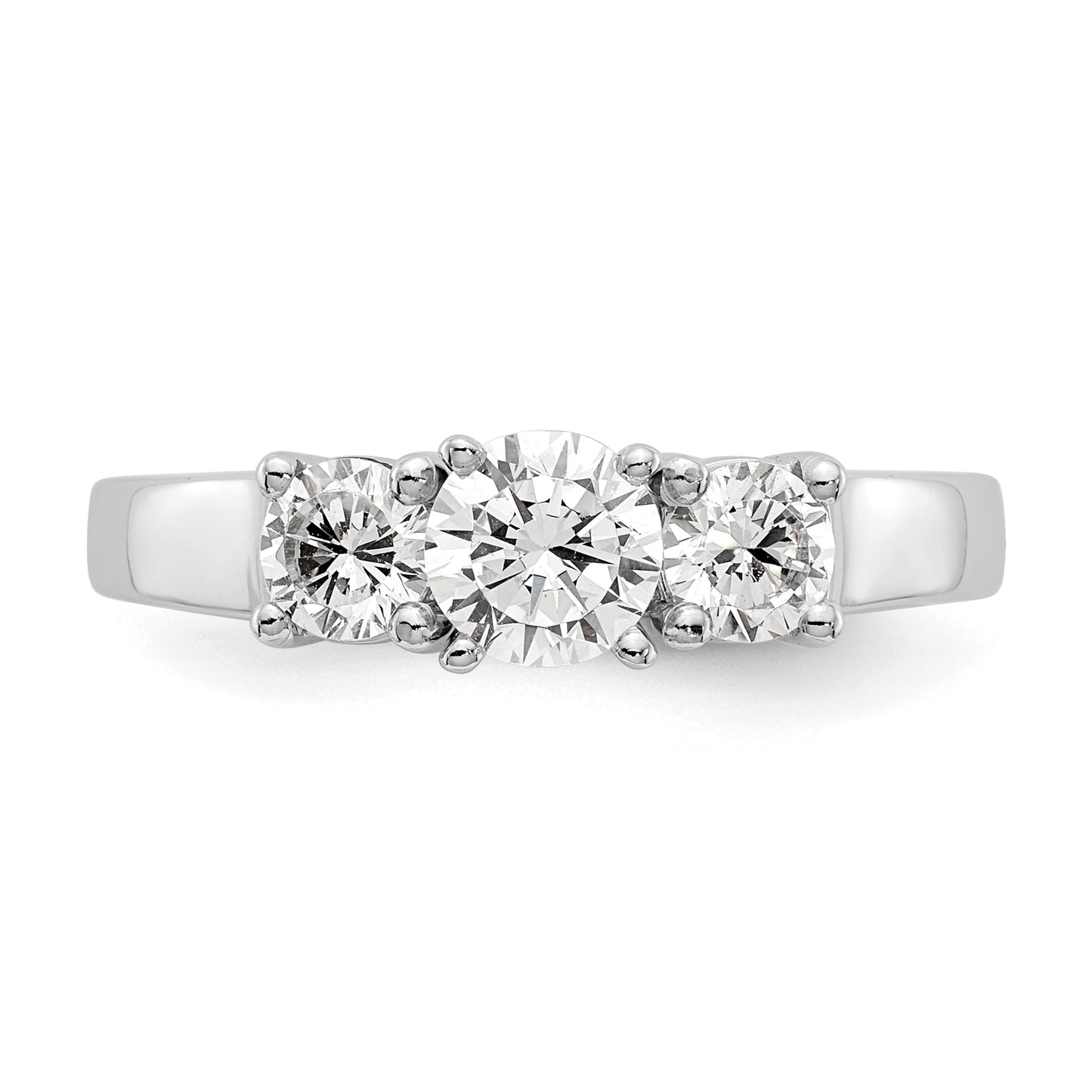 0.50ct. CZ Solid Real 14K White Gold 3-Stone Peg Set Engagement Ring