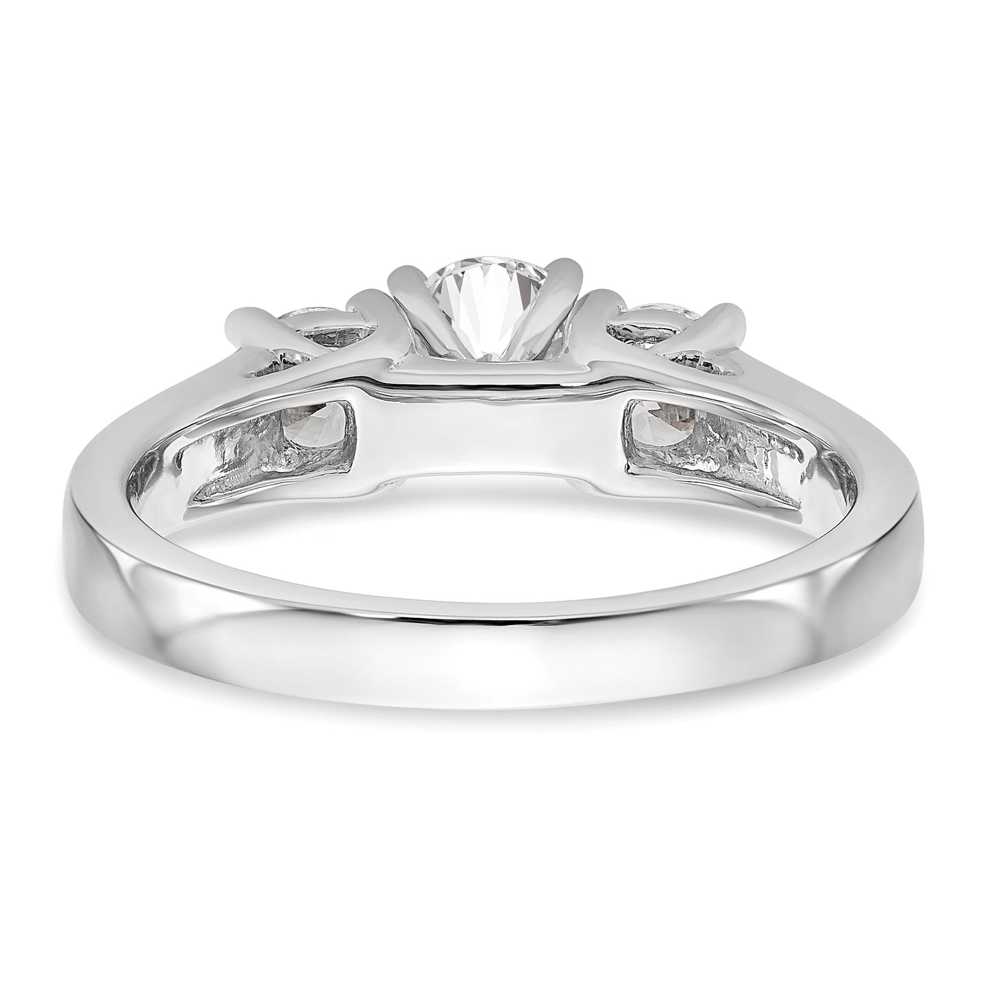 0.50ct. CZ Solid Real 14K White Gold 3-Stone Peg Set Engagement Ring