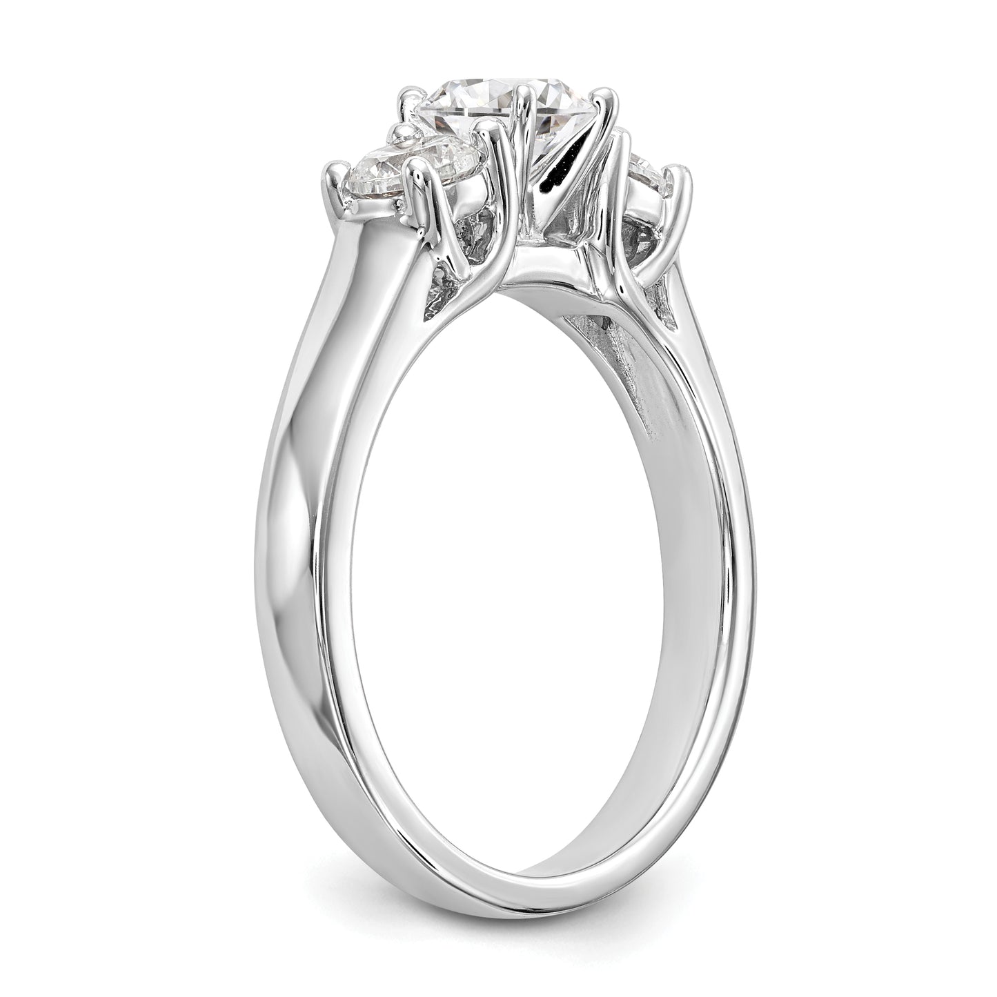 0.50ct. CZ Solid Real 14K White Gold 3-Stone Peg Set Engagement Ring