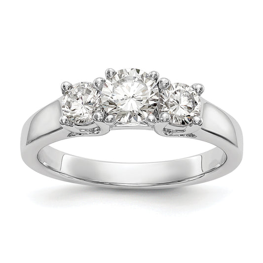 0.50ct. CZ Solid Real 14K White Gold 3-Stone Peg Set Engagement Ring