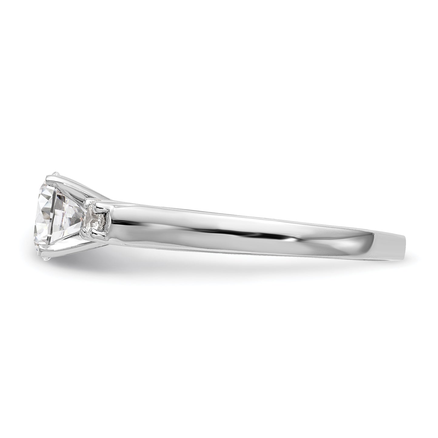 0.20ct. CZ Solid Real 14K White Gold 3-Stone Peg Set Engagement Ring