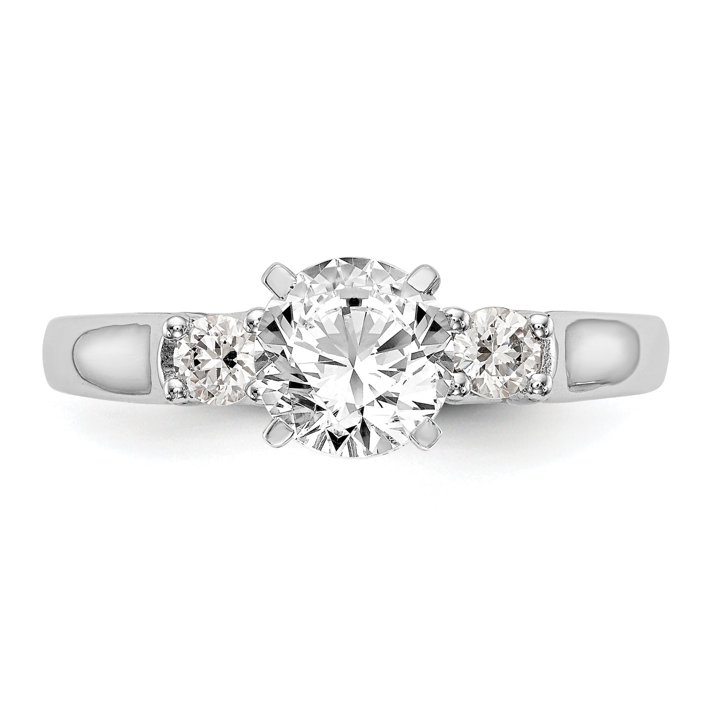 0.20ct. CZ Solid Real 14K White Gold 3-Stone Peg Set Engagement Ring