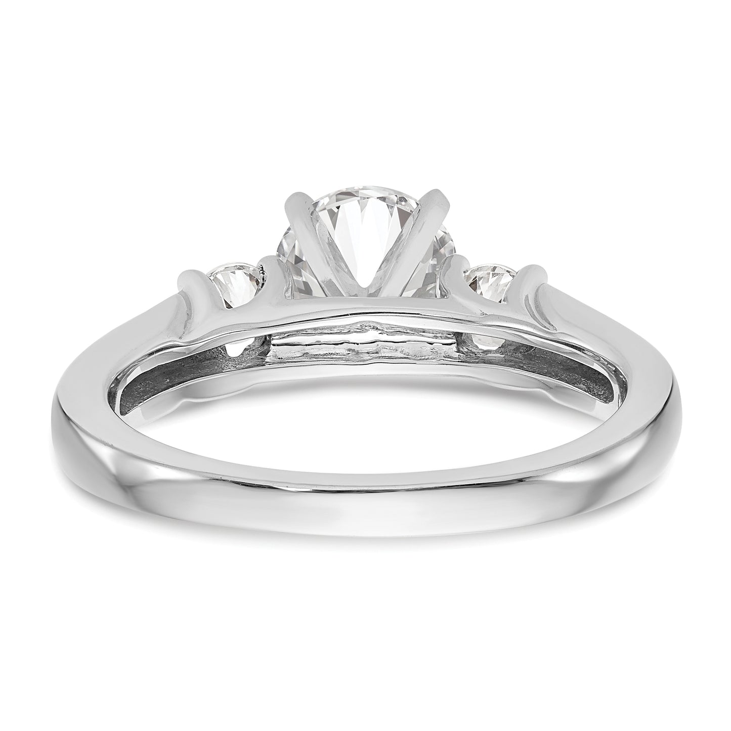 0.20ct. CZ Solid Real 14K White Gold 3-Stone Peg Set Engagement Ring